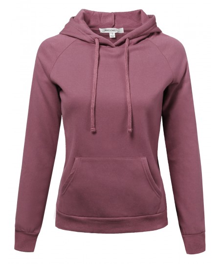 Women's Casual Long Sleeve French Terry Hooded  Pullover Sweatshirt