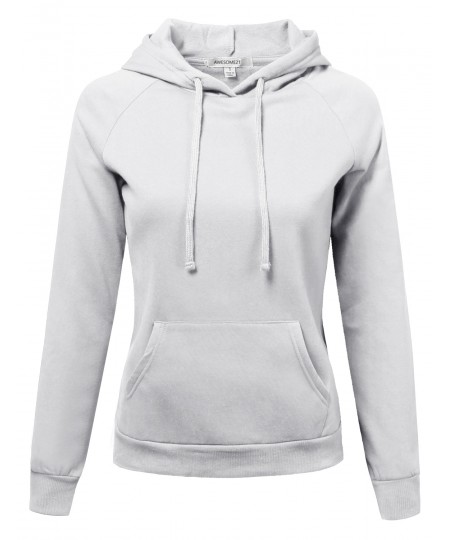 Women's Casual Long Sleeve French Terry Hooded  Pullover Sweatshirt