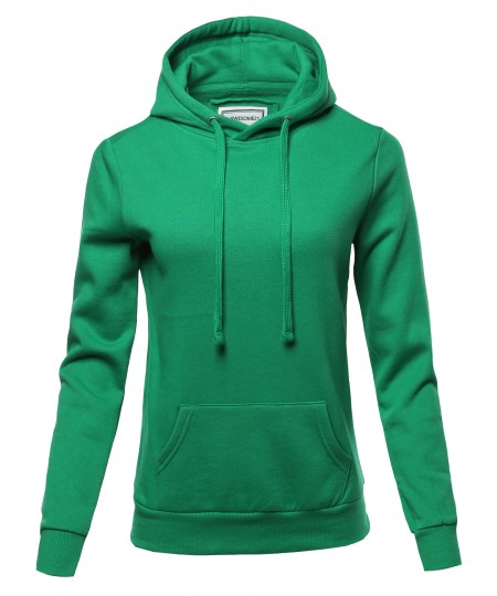 Women's Solid Fleece Pullover Hoodie