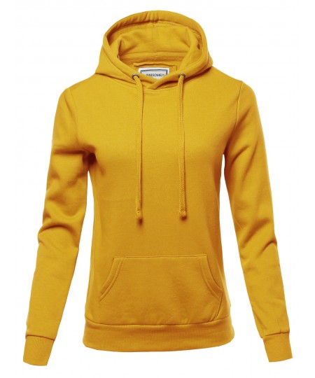 Women's Solid Fleece Pullover Hoodie