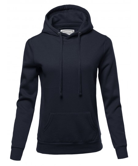 Women's Solid Fleece Pullover Hoodie