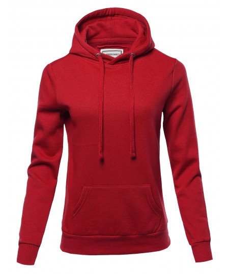 Women's Solid Fleece Pullover Hoodie