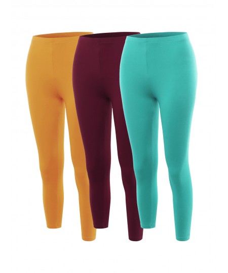 Women's Solid High Waisted Premium Cotton Capri Leggings