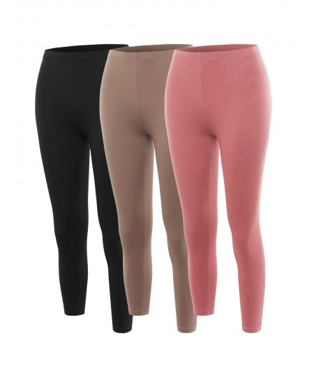 Women's Solid High Waisted Premium Cotton Capri Leggings