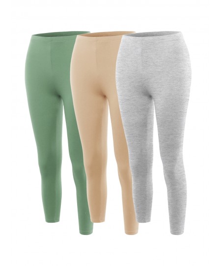 Women's Solid High Waisted Premium Cotton Capri Leggings