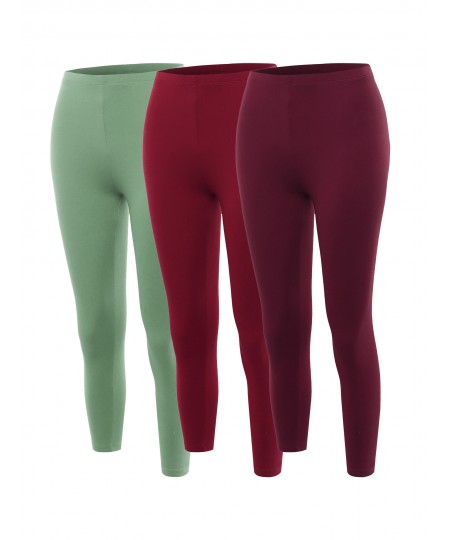 Women's Solid High Waisted Premium Cotton Capri Leggings