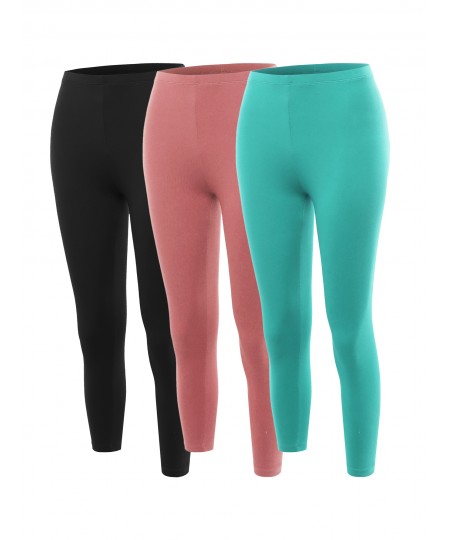 Women's Solid High Waisted Premium Cotton Capri Leggings