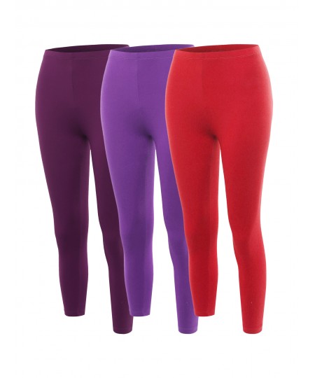 Women's Solid High Waisted Premium Cotton Capri Leggings