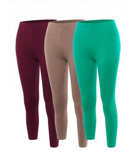 Women's Solid High Waisted Premium Cotton Capri Leggings