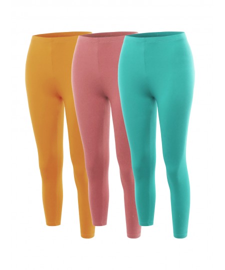 Women's Solid High Waisted Premium Cotton Capri Leggings