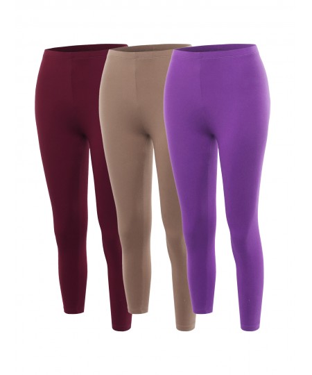 Women's Solid High Waisted Premium Cotton Capri Leggings