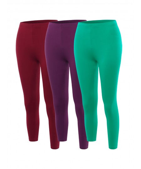 Women's Solid High Waisted Premium Cotton Capri Leggings