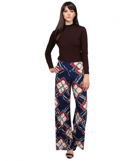 Women's MADE IN USA Soft Stretch Breathable Floral Stripe Palazzo Pants