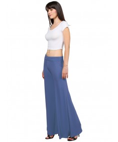 Women's Stretch Fold-Over High Waist Comfy Chic Solid Palazzo Pants