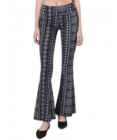 Women's Casual Boho Comfy Stretchy Fit and Flare Printed Pants