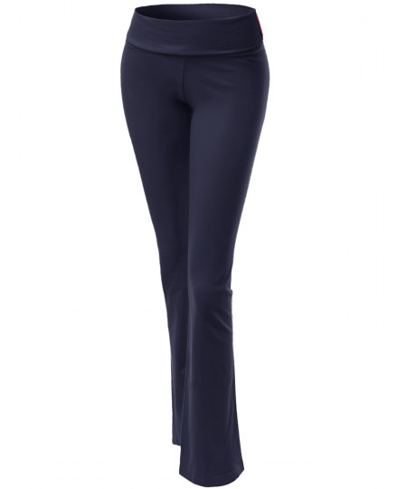 Women's Solid Full Length Flare Bottom Yoga Pants