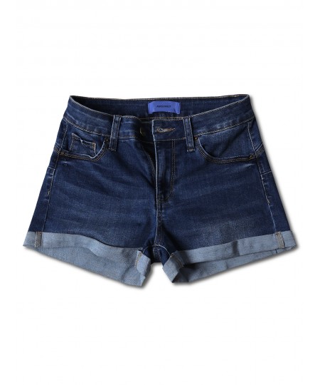 Women's Casual Push-up Roll-up Cuff High-rise Denim Shorts