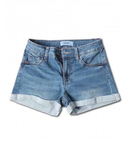 Women's Casual Push-up Roll-up Cuff High-rise Denim Shorts