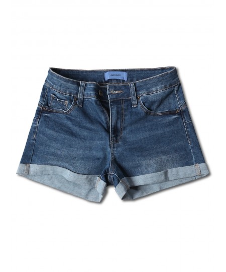 Women's Casual Push-up Roll-up Cuff High-rise Denim Shorts