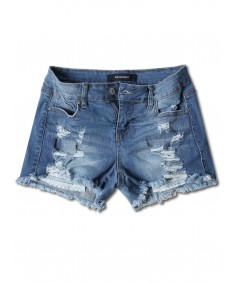 Women's Casual Distressed Exposed Pocket Denim Shorts