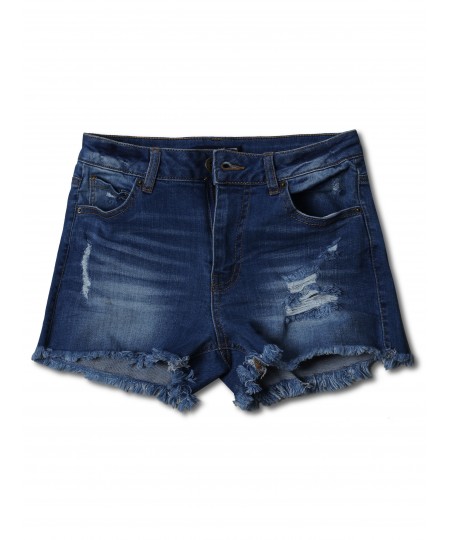 Women's Casual Distressed Frayed Hem Denim Shorts