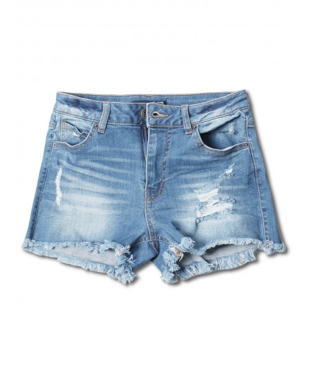 Women's Casual Distressed Frayed Hem Denim Shorts