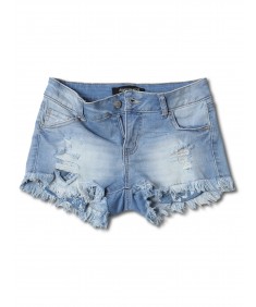 Women's Casual Washed Distressed Frayed Hem Denim Shorts