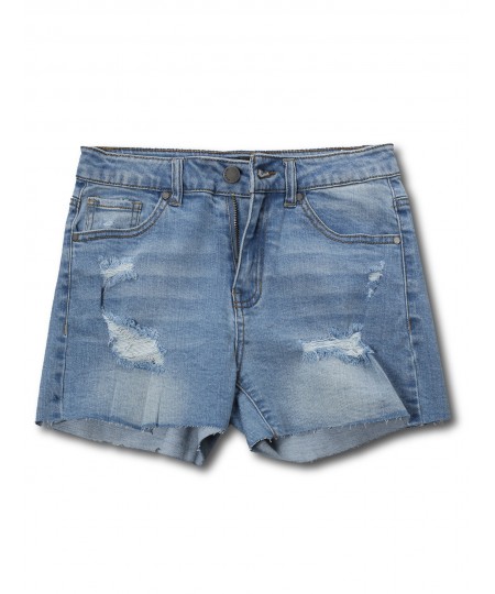 Women's Casual Distressed Mid-Rise Cute Denim Shorts