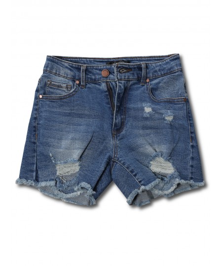 Women's Casual Distressed Mid-Rise Cute Denim Shorts