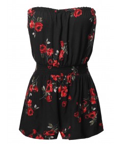 Women's Floral Off-Shoulder Elastic Waist Band Romper