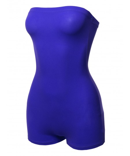 Women's Solid Sexy Tube Bodysuit Jumpsuit