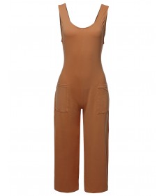 Women's Casual Solid Ankle Length Front Pocket Jumpsuit