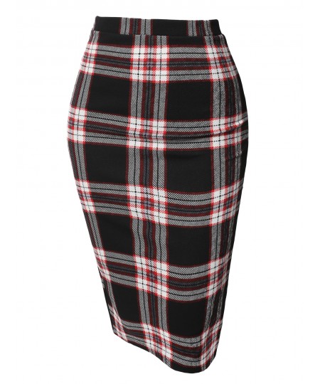 Women's Fitted Stretch Printed High Waist Midi Pencil Skirt