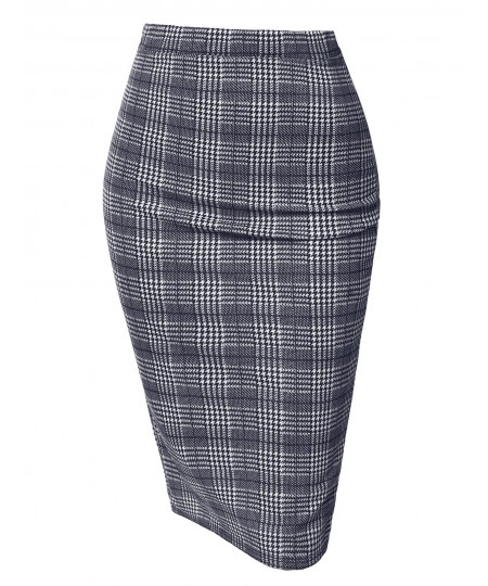 Women's Fitted Stretch Printed High Waist Midi Pencil Skirt