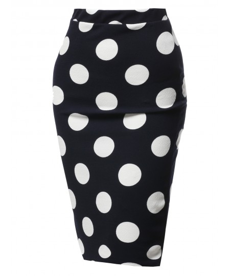 Women's Fitted Stretch Printed High Waist Midi Pencil Skirt