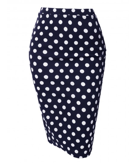 Women's Fitted Stretch Printed High Waist Midi Pencil Skirt