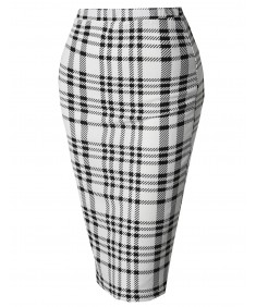 Women's Fitted Stretch Printed High Waist Midi Pencil Skirt