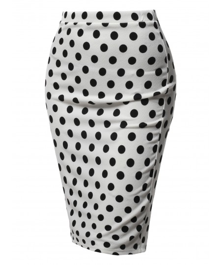 Women's Fitted Stretch Printed High Waist Midi Pencil Skirt