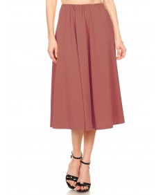 Women's Solid High Waist A-Line Pleated Flare Skirt - Made in USA