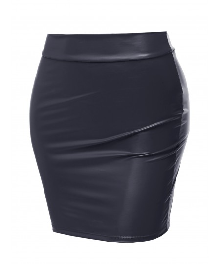 Women's Sexy Casual Faux Leather Fitted Mini Pencil Skirt - Made in USA