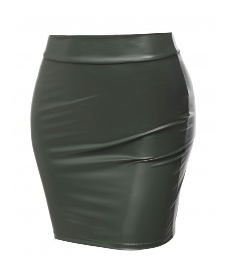 Women's Sexy Casual Faux Leather Fitted Mini Pencil Skirt - Made in USA