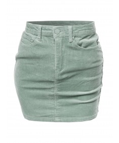 Women's Solid Corduroy High-Rise Pencil Mini Skirt