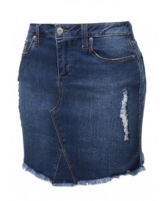 Women's Casual Frayed Hem Denim Mini Skirt