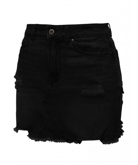 Women's Casual Stone Washed Denim Mini Skirt