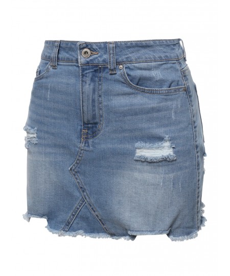 Women's Casual Stone Washed Denim Mini Skirt