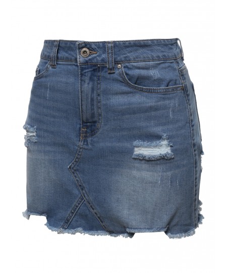 Women's Casual Stone Washed Denim Mini Skirt