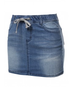 Women's Casual Mini Washed Denim Skirt