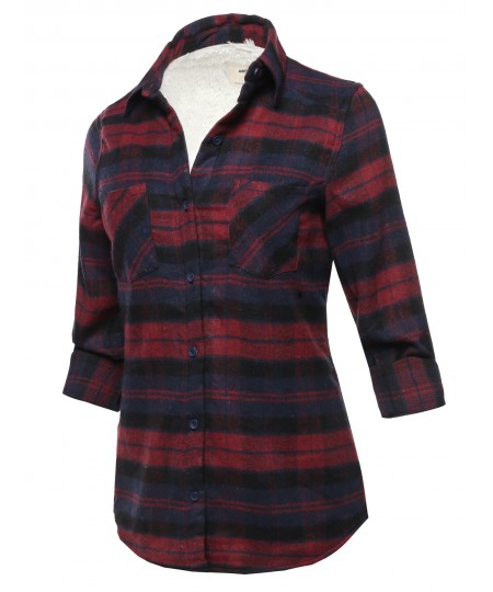 Women's Casual Sherpa Lining Flannel Shirt