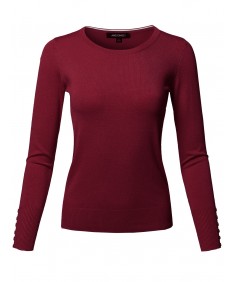 Women's Classic Casual Solid Long Sleeve Soft Pullover Various Color Sweater