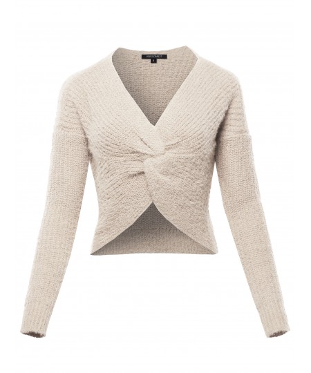 Women's Solid Twist Front Knitted Sweater